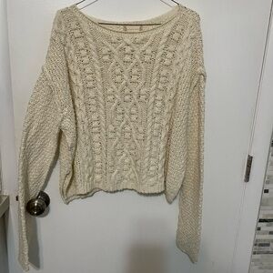 Alter’d State Cream Loose chunky knit pullover long sleeve sweater XS